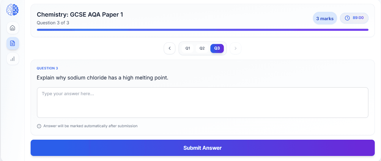 Students complete under exam conditions - Students access assessments through ExAIm and complete them under timed, simulated exam conditions. Open-ended questions encourage critical thinking and exam technique development.