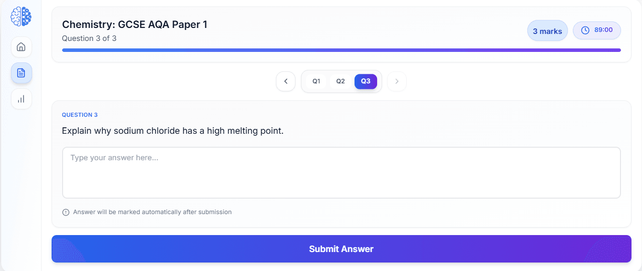 Students complete under exam conditions - Students access assessments through ExAIm and complete them under timed, simulated exam conditions. Open-ended questions encourage critical thinking and exam technique development.